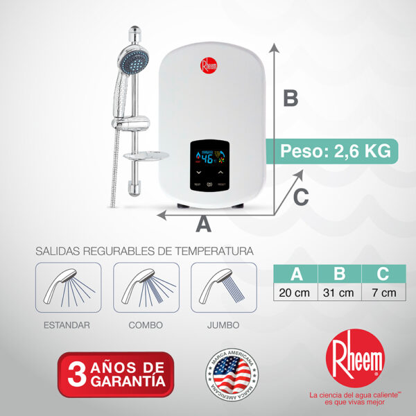 Calentador RHEEM de paso eléctrico 110V-4kW ELEGANT DIGITAL - Image 5