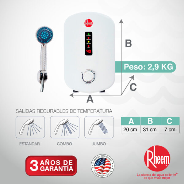 Calentador RHEEM de paso eléctrico 110V-4kW ELEGANT PLUS - Image 4
