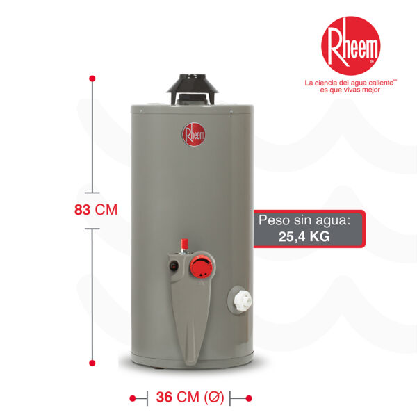 Calentador RHEEM de Acumulación a Gas Natural 10GL/38 Litros - Image 3
