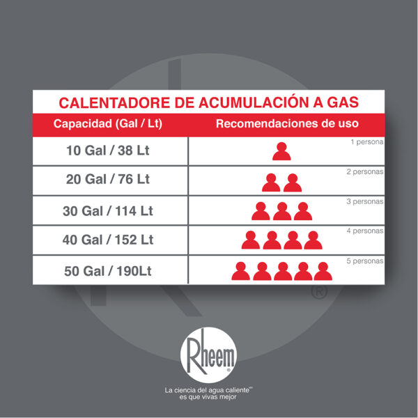 Calentador RHEEM de Acumulación a Gas Natural 30GL/114 Litros - Image 6