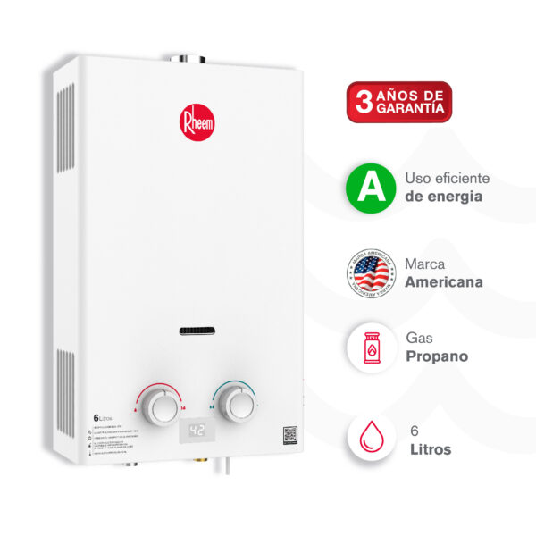 Calentador RHEEM 6lt Gas Propano Tiro Forzado Mecánico - Image 3