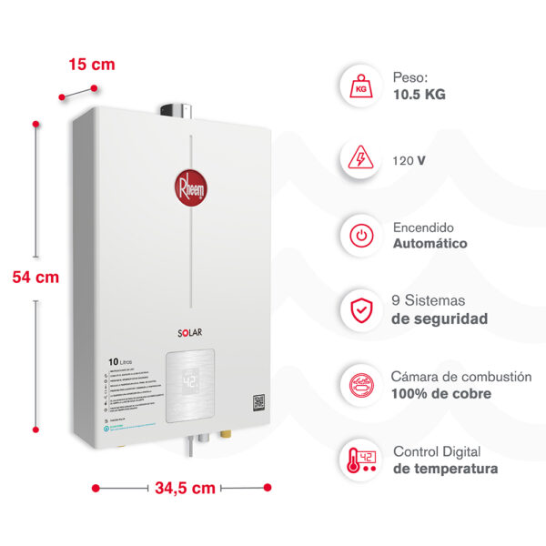 Calentador RHEEM 10lt Gas Natural Tiro Forzado Digital - Image 4