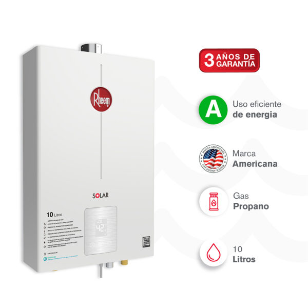 Calentador RHEEM 10lt Gas Propano Tiro Forzado Digital - Image 3