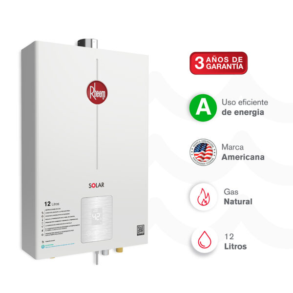 Calentador RHEEM 12lt Gas Propano Tiro Forzado Digital - Image 3