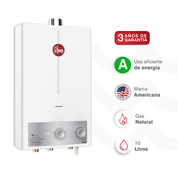 Calentador RHEEM 10lt Gas Natural Tiro Forzado Mecánico - Image 3