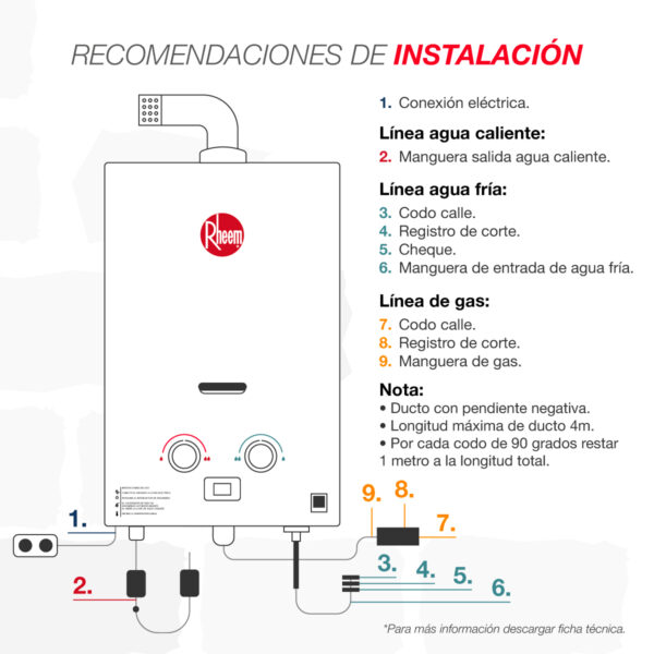 Calentador RHEEM 10lt Gas Natural Tiro Forzado Mecánico - Image 6