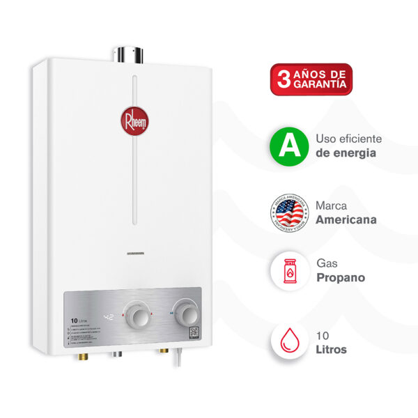 Calentador RHEEM 10lt Gas Propano Tiro Forzado Mecánico - Image 3
