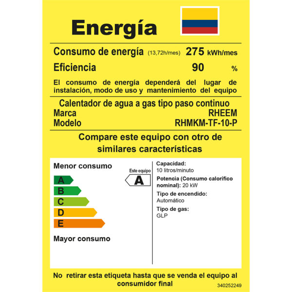 Calentador RHEEM 10lt Gas Propano Tiro Forzado Mecánico - Image 8