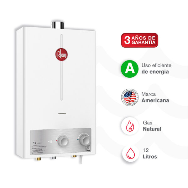 Calentador RHEEM 12lt Gas Natural Tiro Forzado Mecánico - Image 3