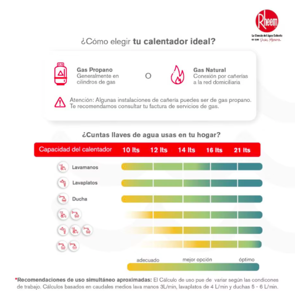 Calentador RHEEM 14lt Gas Propano Tiro Natural Digital - Image 5
