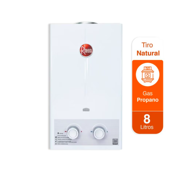 Calentador RHEEM 8lt Gas Propano Tiro Natural Mecánico - Image 2