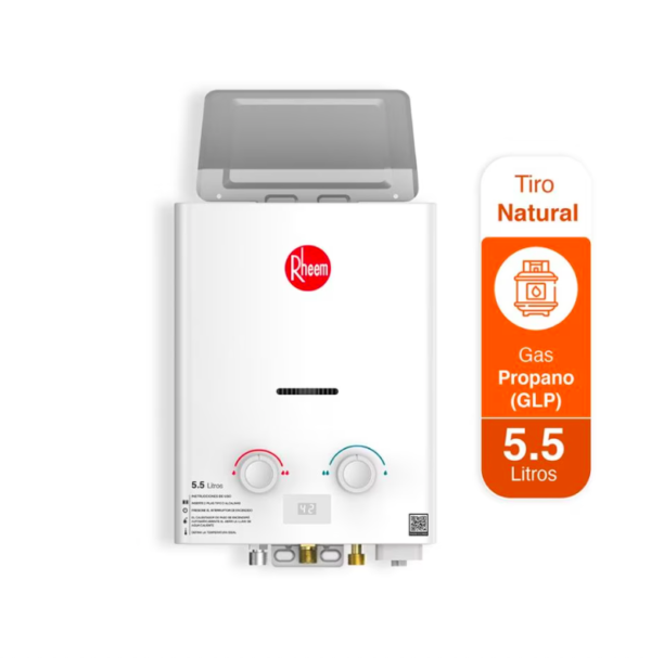 Calentador RHEEM 5,5lt Gas Propano Tiro Natural Mecánico - Image 2