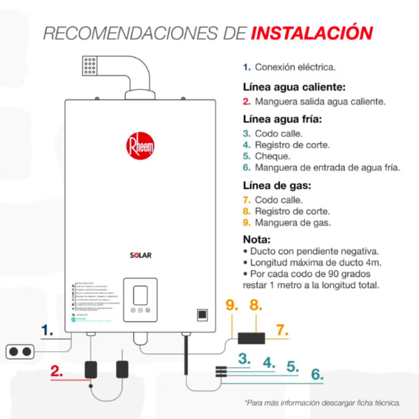 Calentador RHEEM 16lt Gas Propano Tiro Forzado Digital - Image 6