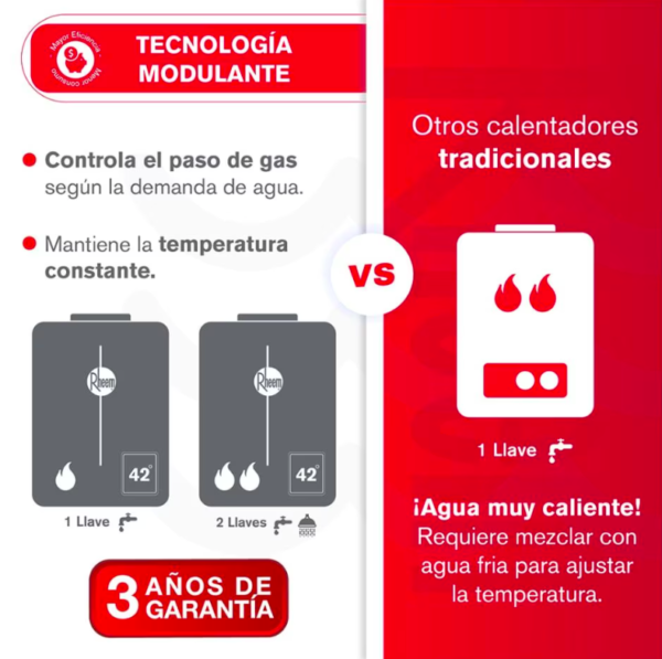 Calentador RHEEM 16lt Gas Propano Tiro Forzado Digital - Image 7