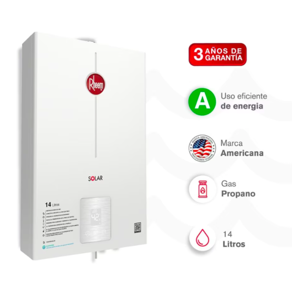 Calentador RHEEM 14lt Gas Propano Tiro Forzado Digital - Image 3
