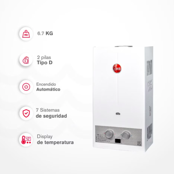 Calentador RHEEM 13lt Gas Natural Tiro Natural Mecánico - Image 4