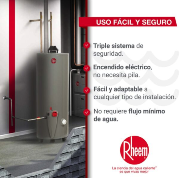 Calentador RHEEM de Acumulación a Gas Propano 10GL/38 Litros - Image 4